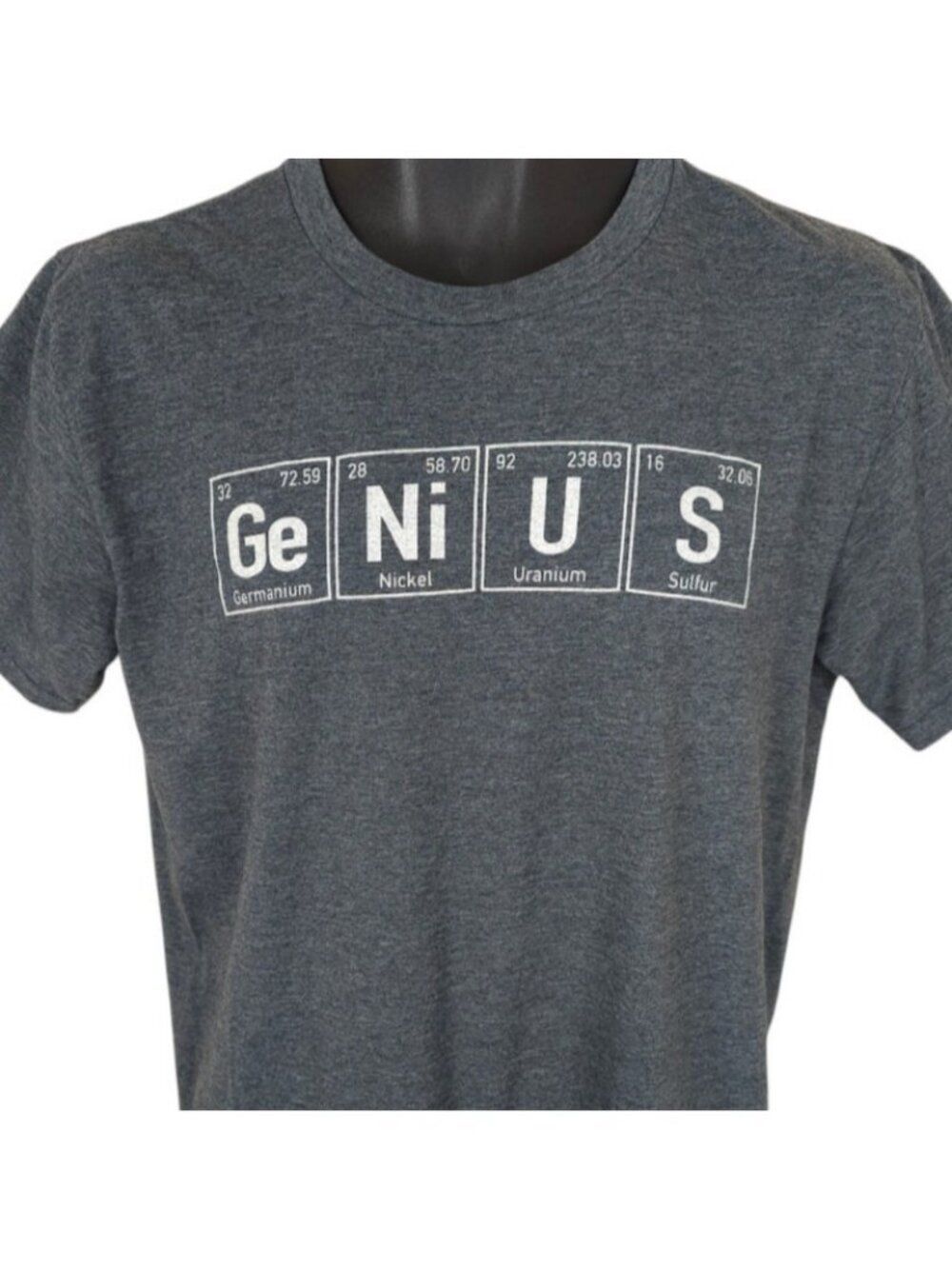 Genius T Shirt Mens Size Medium Gray Periodic Table Of Elements Nerd Geek Tee